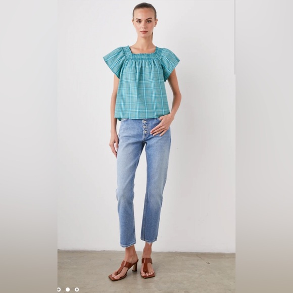 Rails Sonora Flutter Sleeve Mini Check Top - Picture 2 of 8